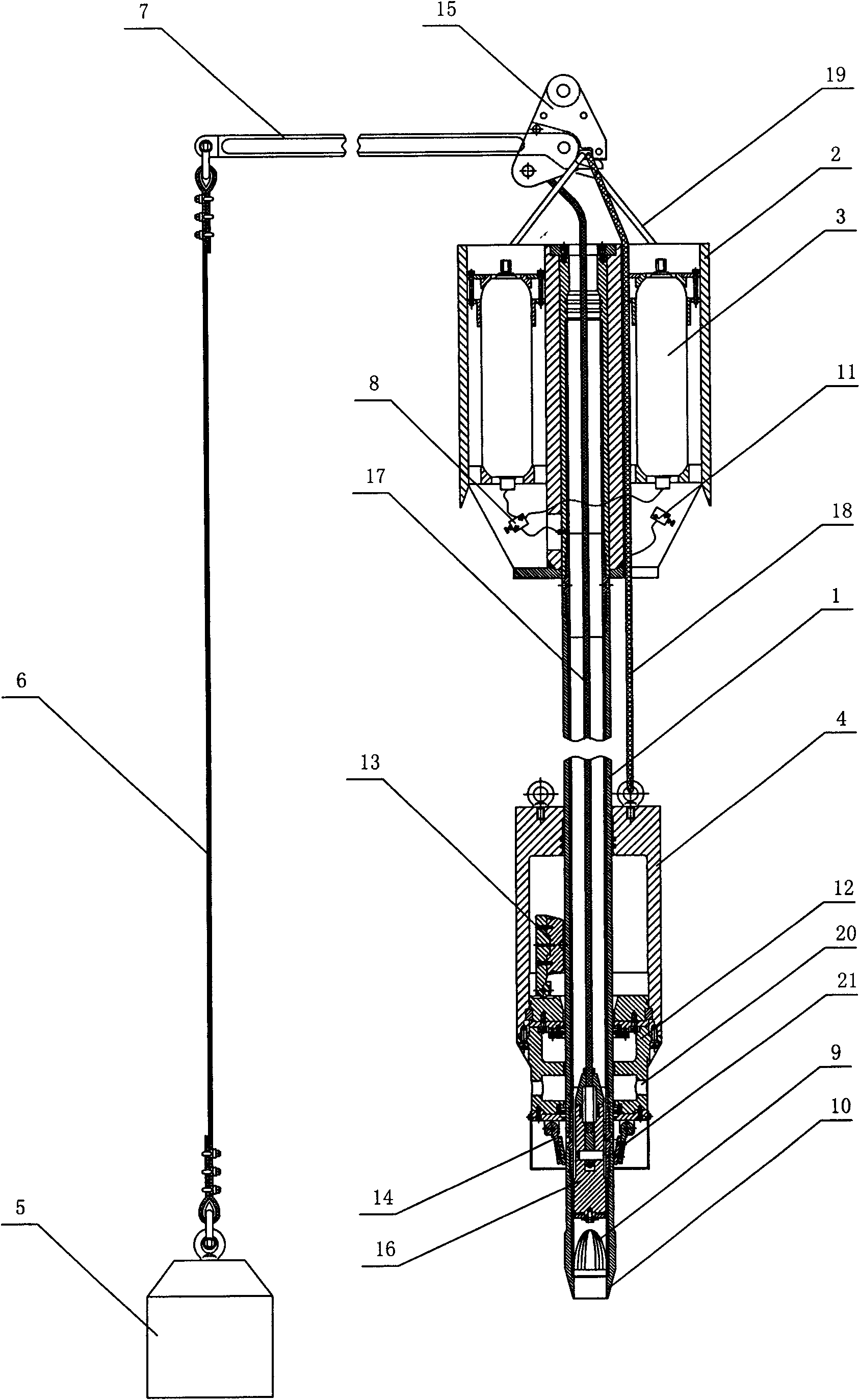 Bolt-free gravity piston type long cylindrical sediment fidelity sampler