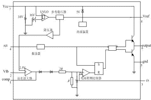 Intrinsic safety LED (Light Emitting Diode) driving power source with high power for mines