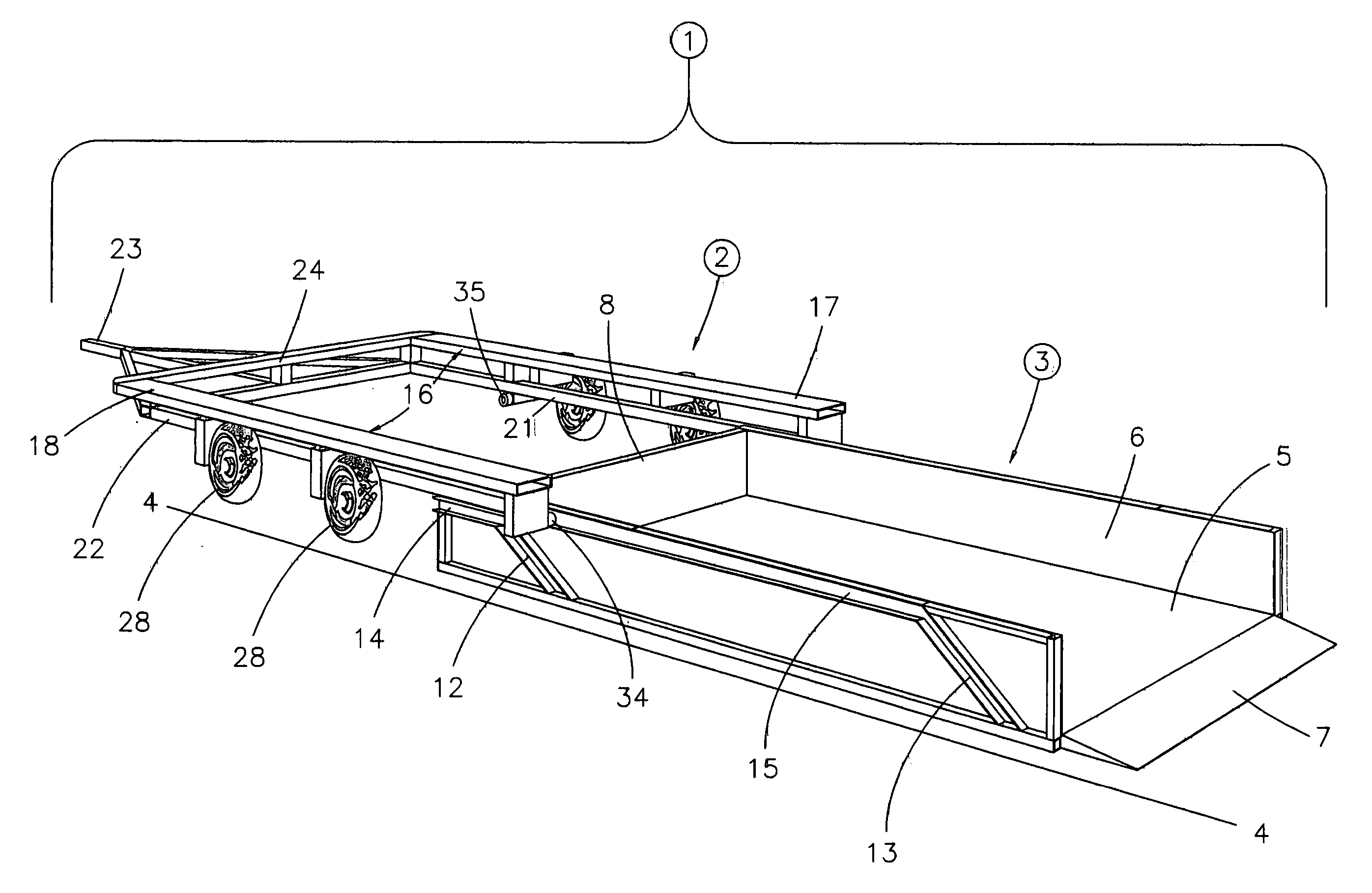 Level lift trailer with detachable cargo bed