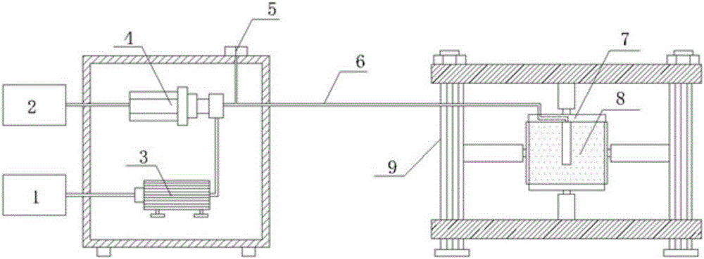 Hydraulic pressure supply control device used for hydraulic fracturing experiments, and experiment method thereof