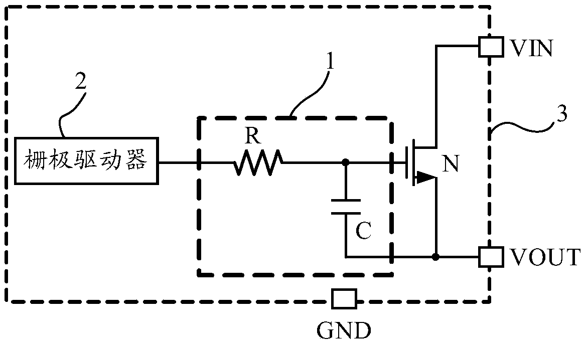 A soft start controller of a load switching device and a load switching device