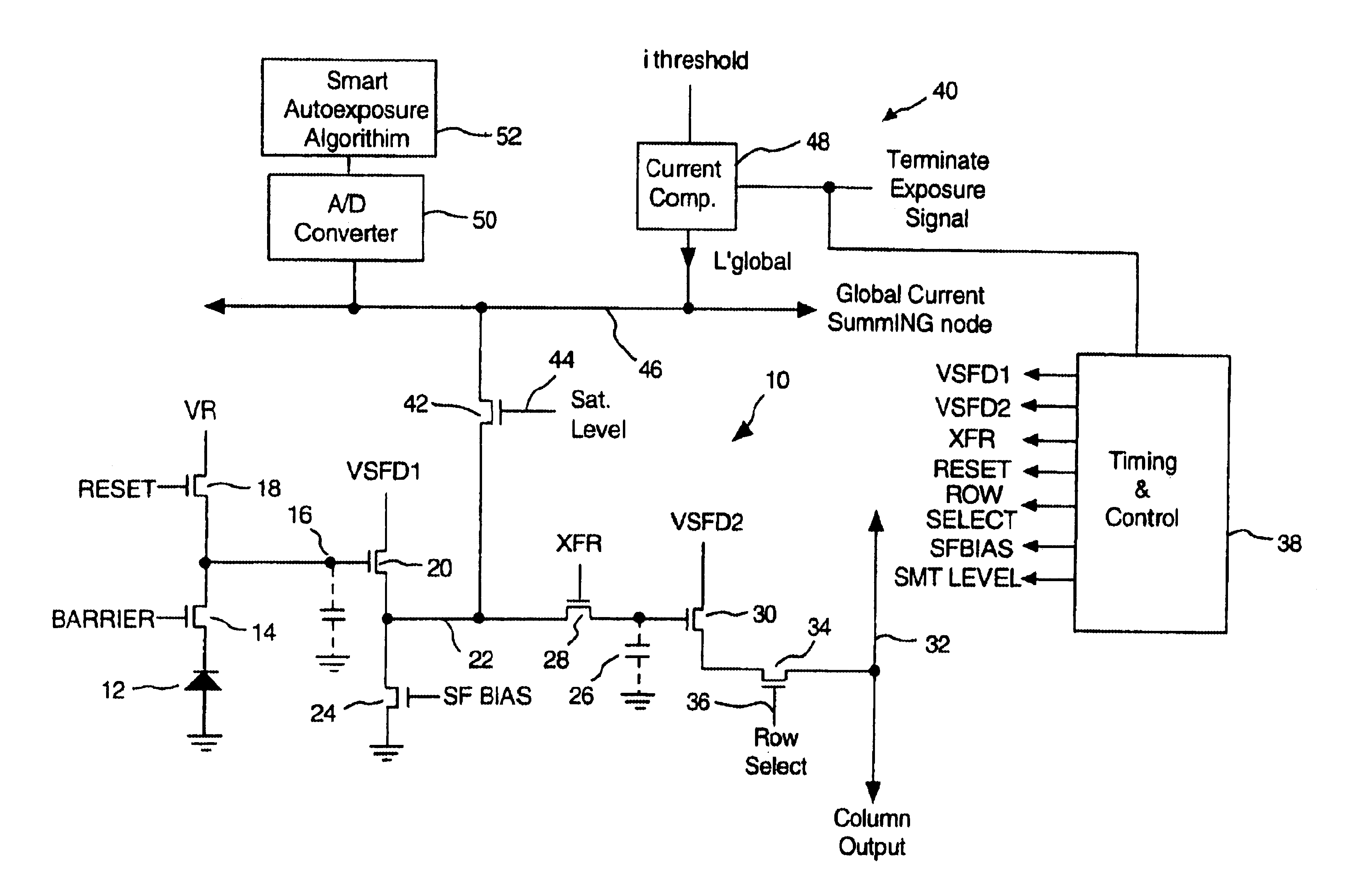 High-sensitivity storage pixel sensor array having auto-exposure detection