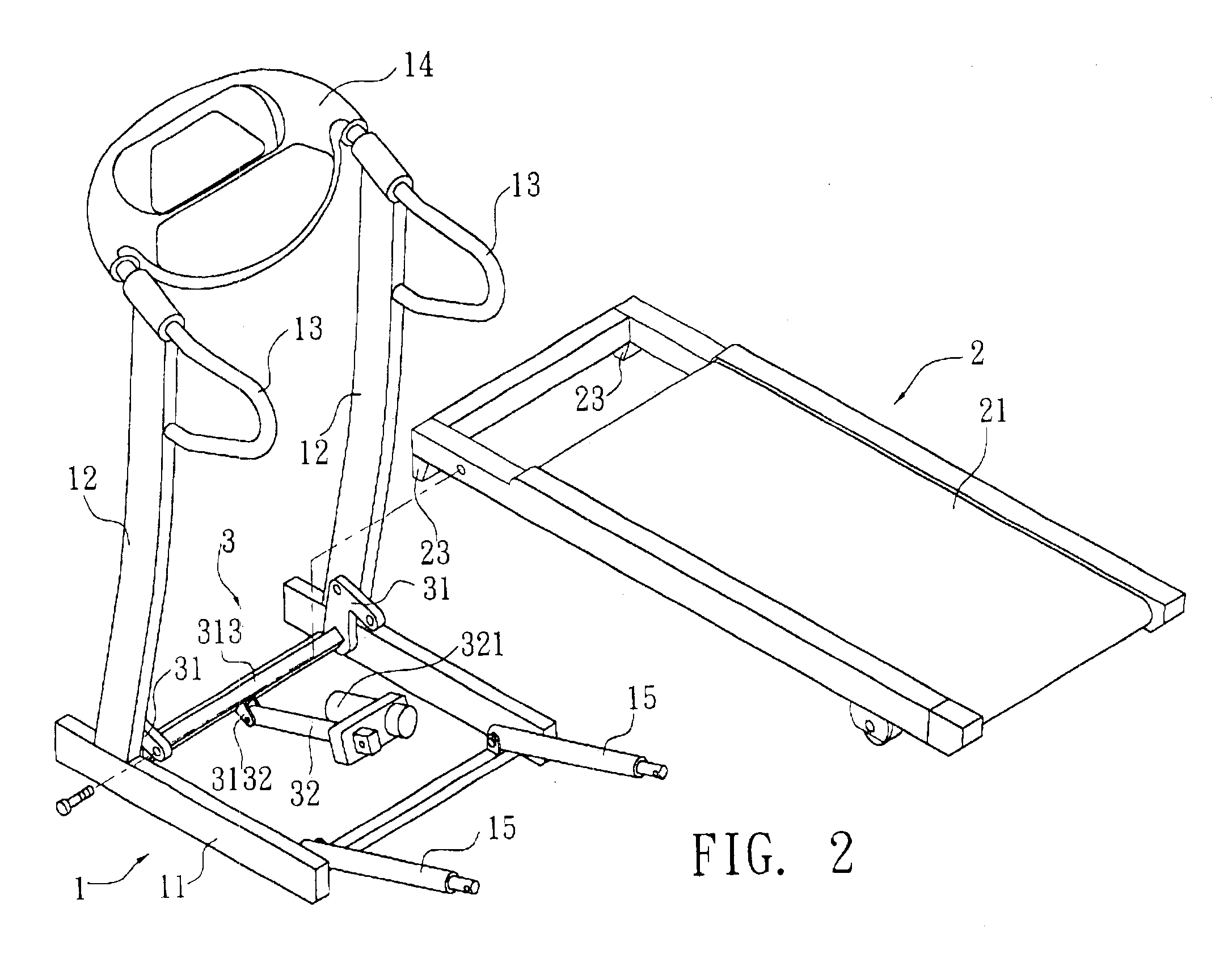 Gradient adjusting structure of a treadmill