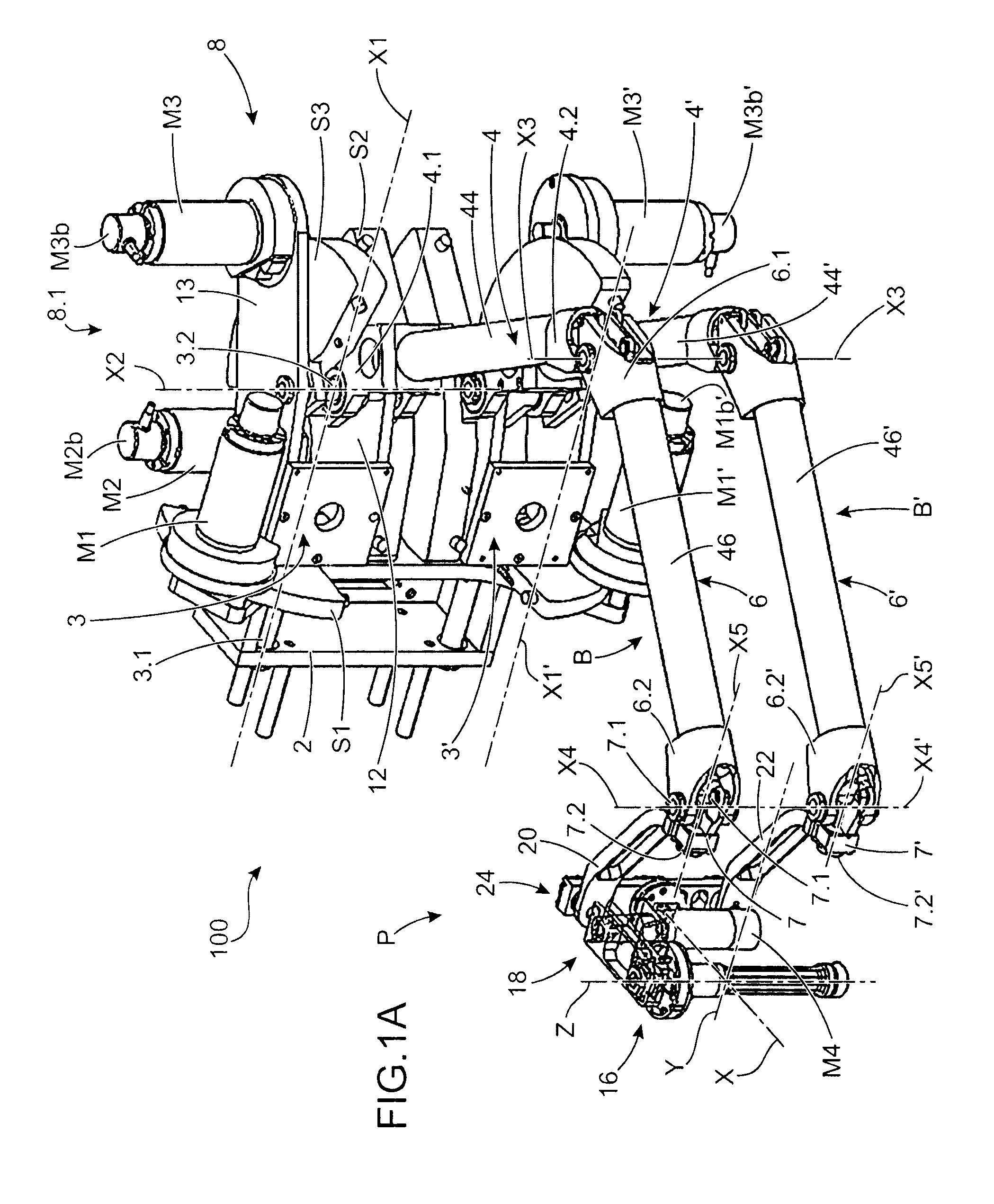 Robot or haptic interface structure with parallel arms