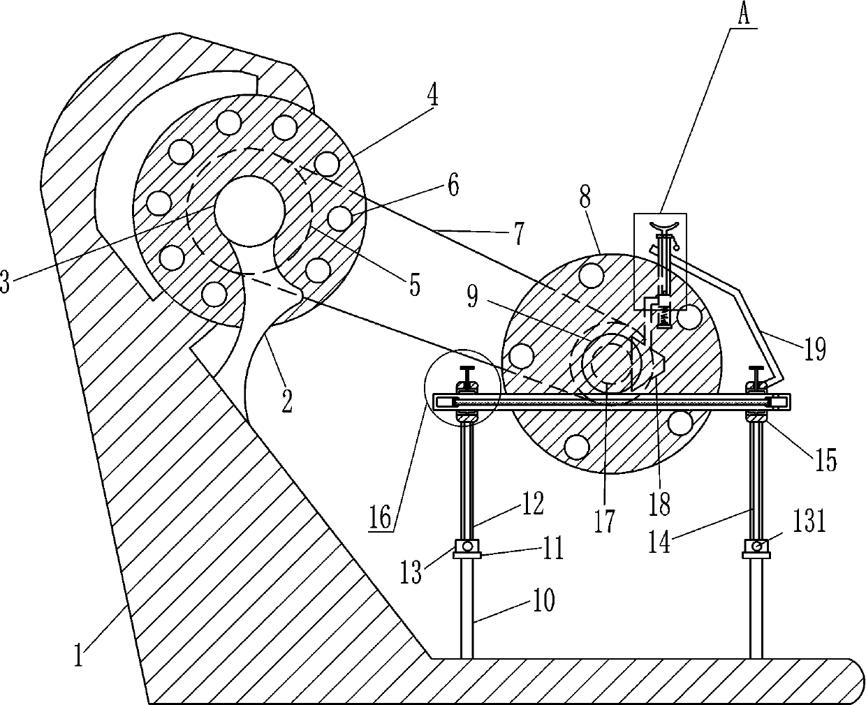 Filling machine film coiling support frame