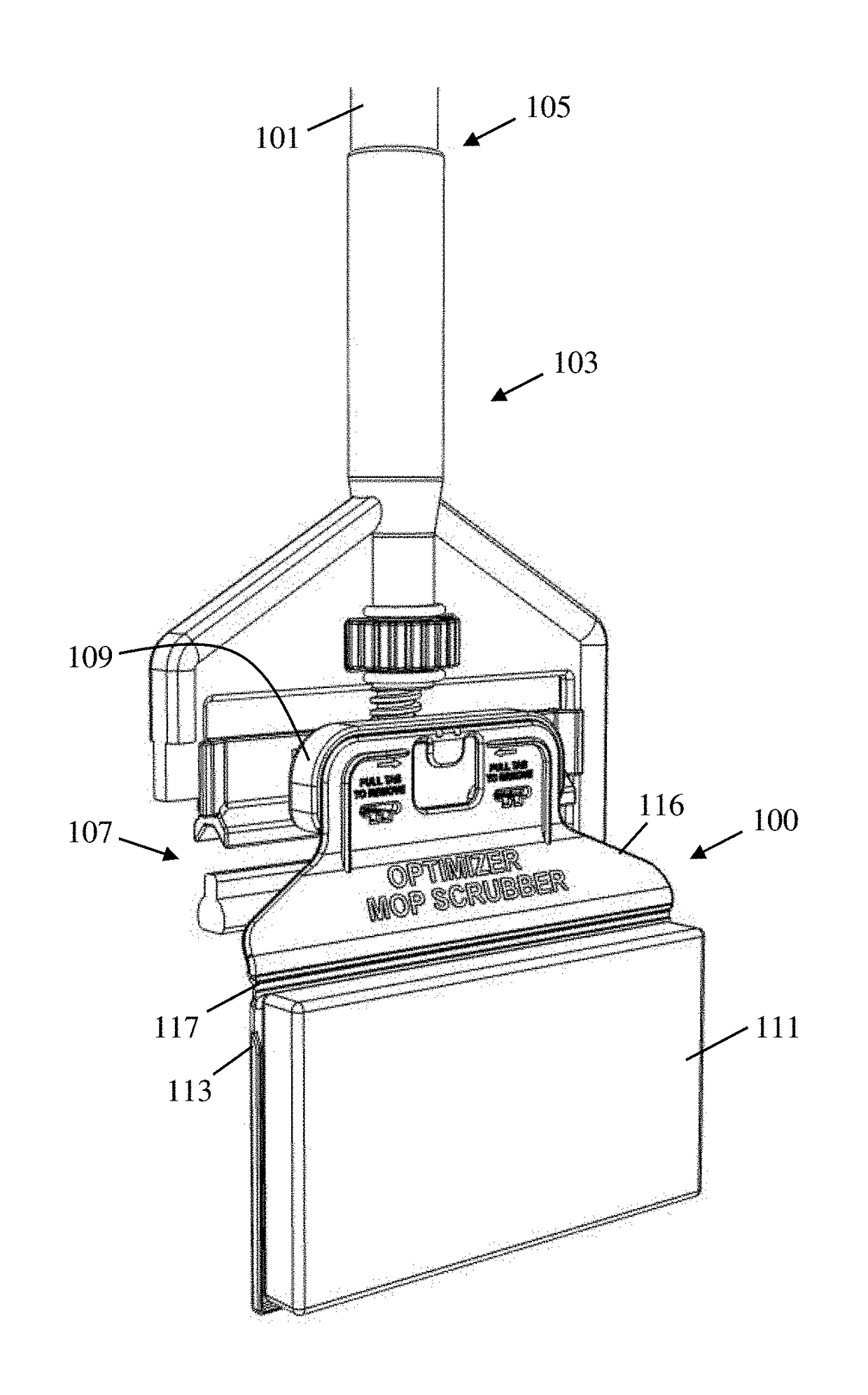 Replaceable scrubbing device attachable to a mop holder