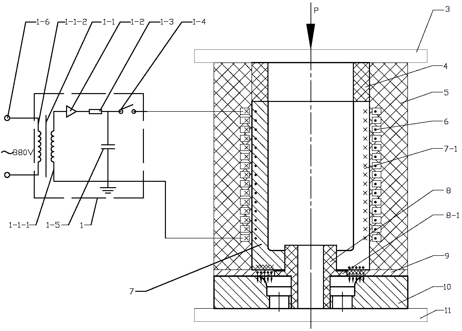 Device and method for forming small-diameter flanging holes in aluminum alloy plate through magnetic pulses