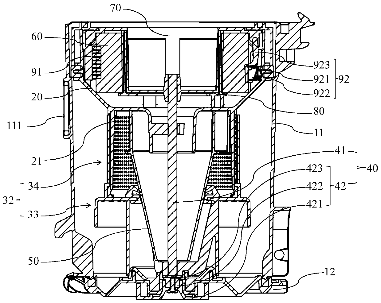 Dust-gas separation device and dust collector with same