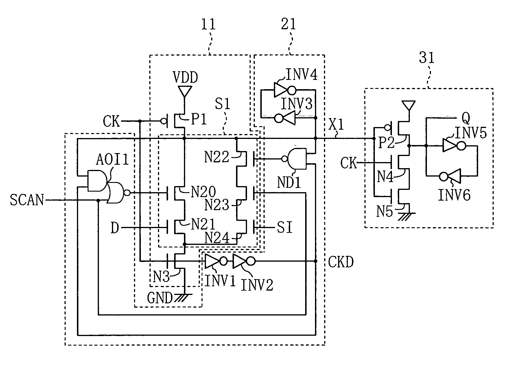 Scan flip flop, semiconductor device, and production method of semiconductor device