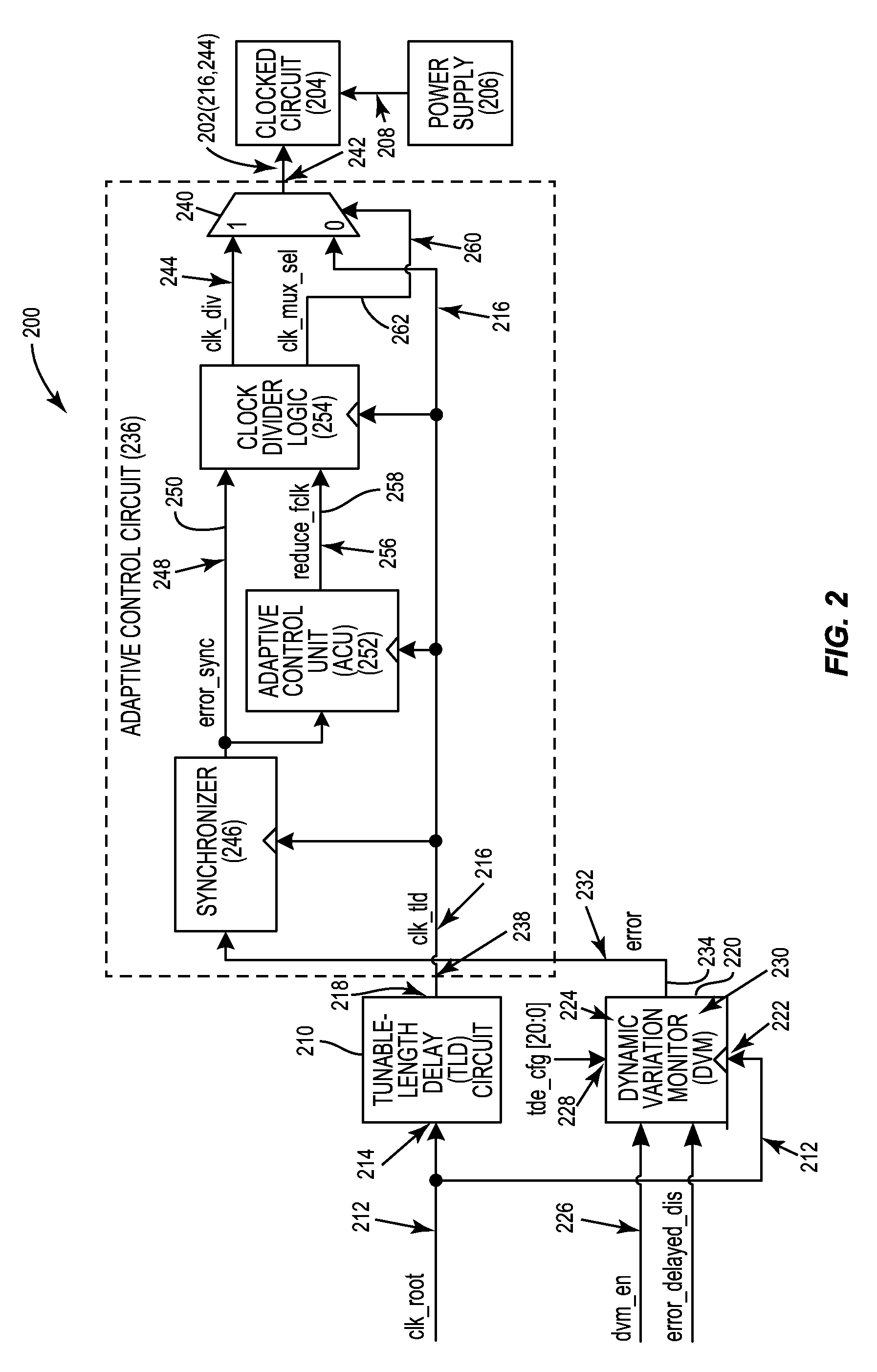 Automatic calibration circuits for operational calibration of critical-path time delays in adaptive clock distribution systems, and related methods and systems