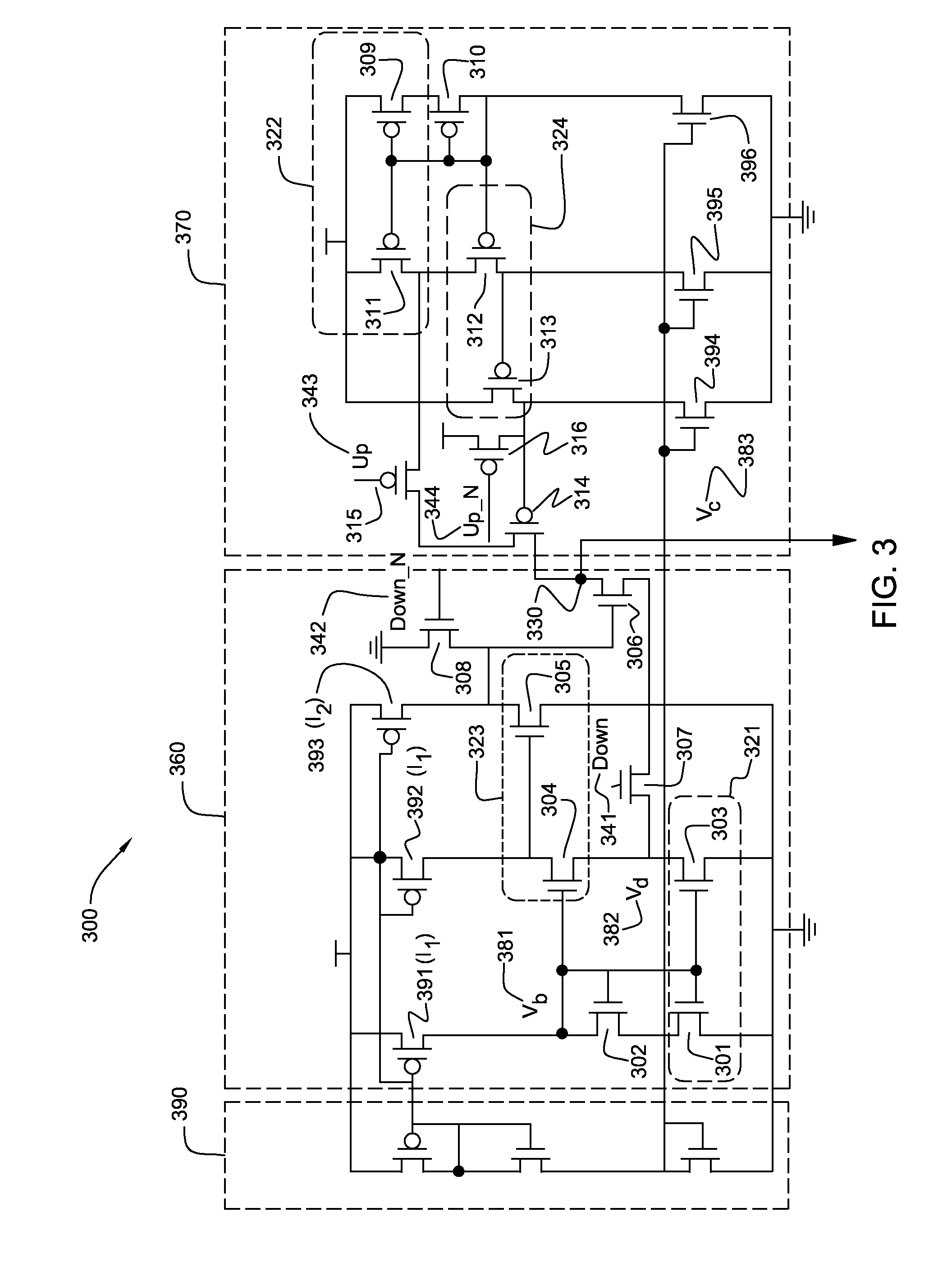 Structure for a high output resistance, wide swing charge pump