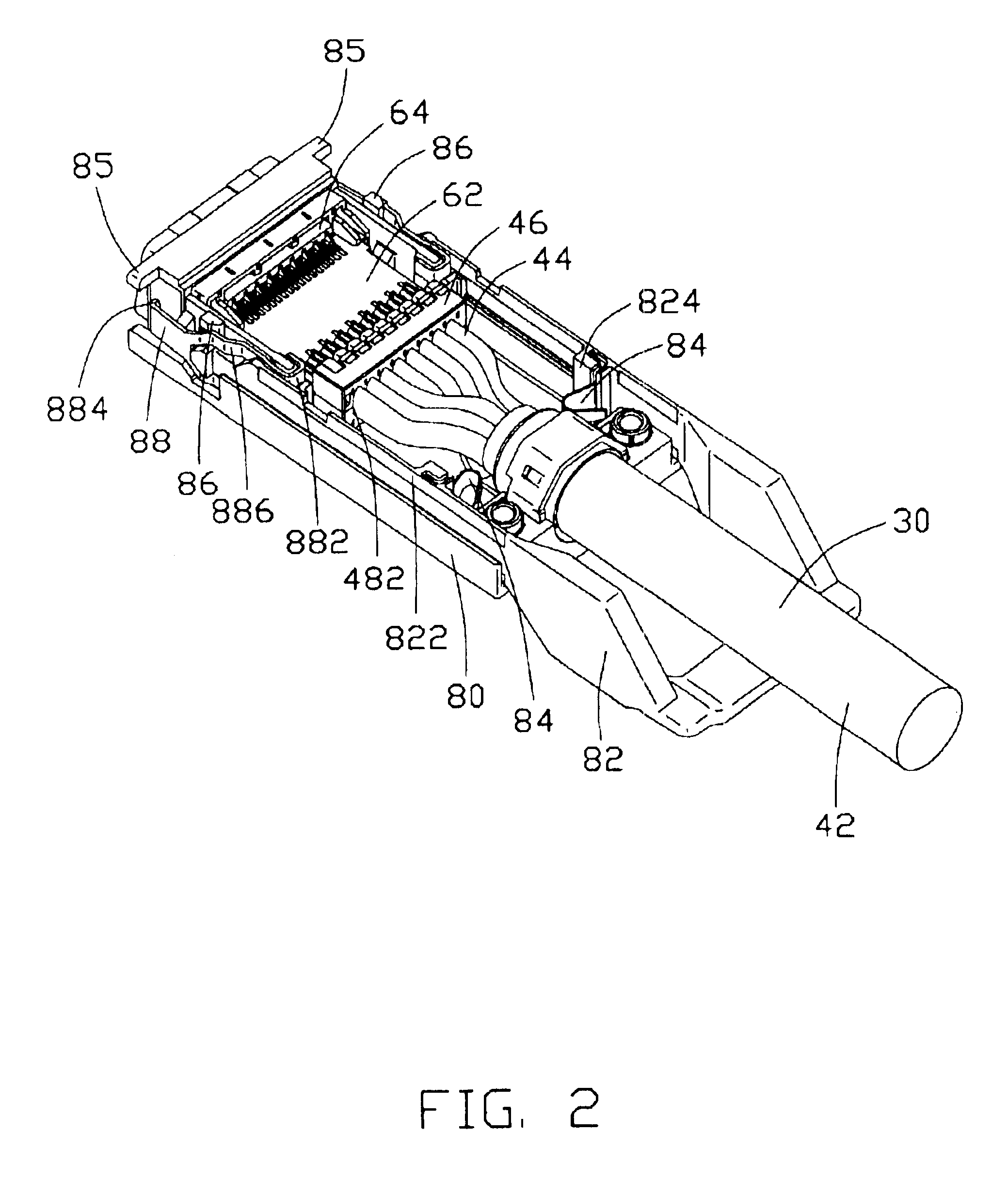 Cable connector having cross-talk suppressing feature and method for making the connector