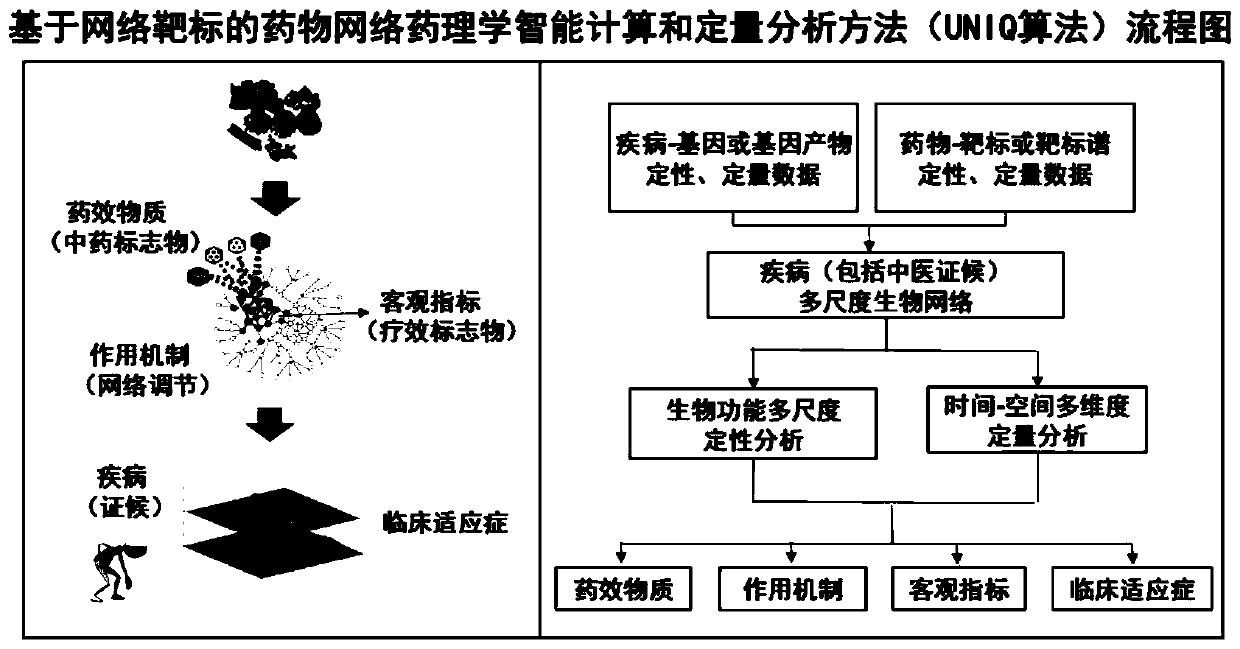 Drug network pharmacology intelligent and quantitative analysis method and system based on network target