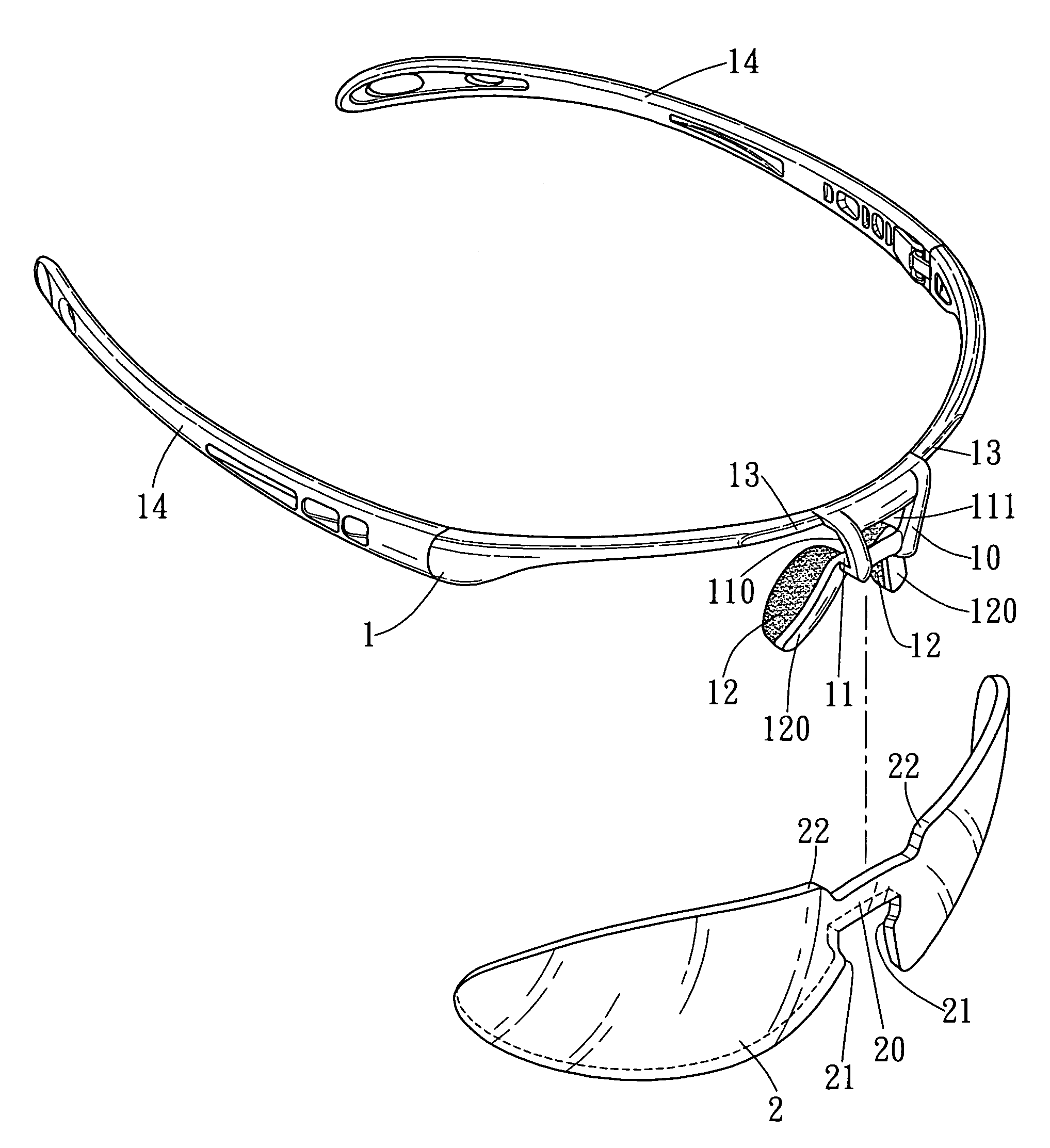 Easily assembled and detached eyeglass