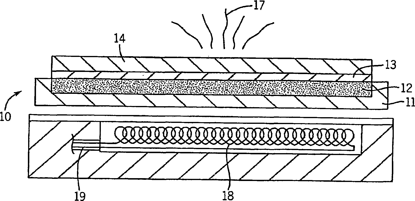 Heated volatile dispensing device with dye-based use-up indicator