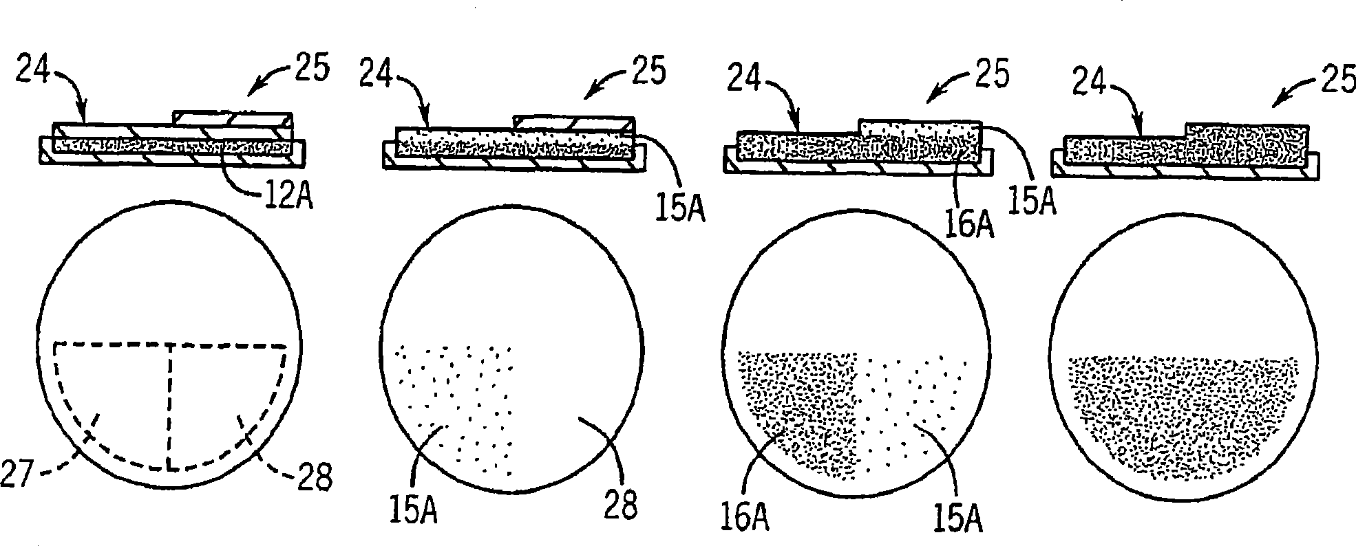 Heated volatile dispensing device with dye-based use-up indicator