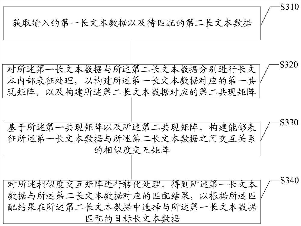 Long text matching method and device, storage medium and electronic equipment