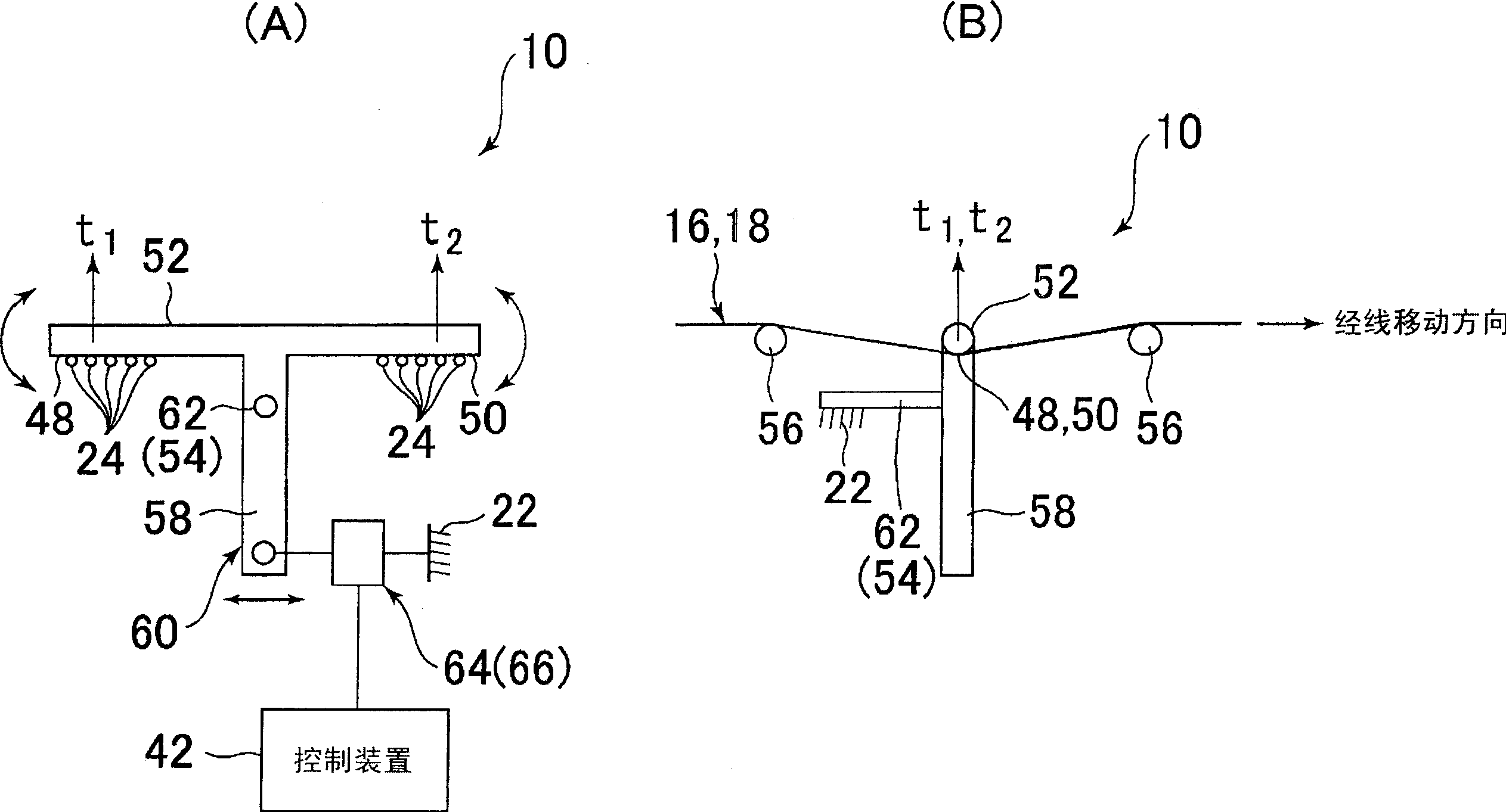 Device for detecting difference in warp tension of a loom