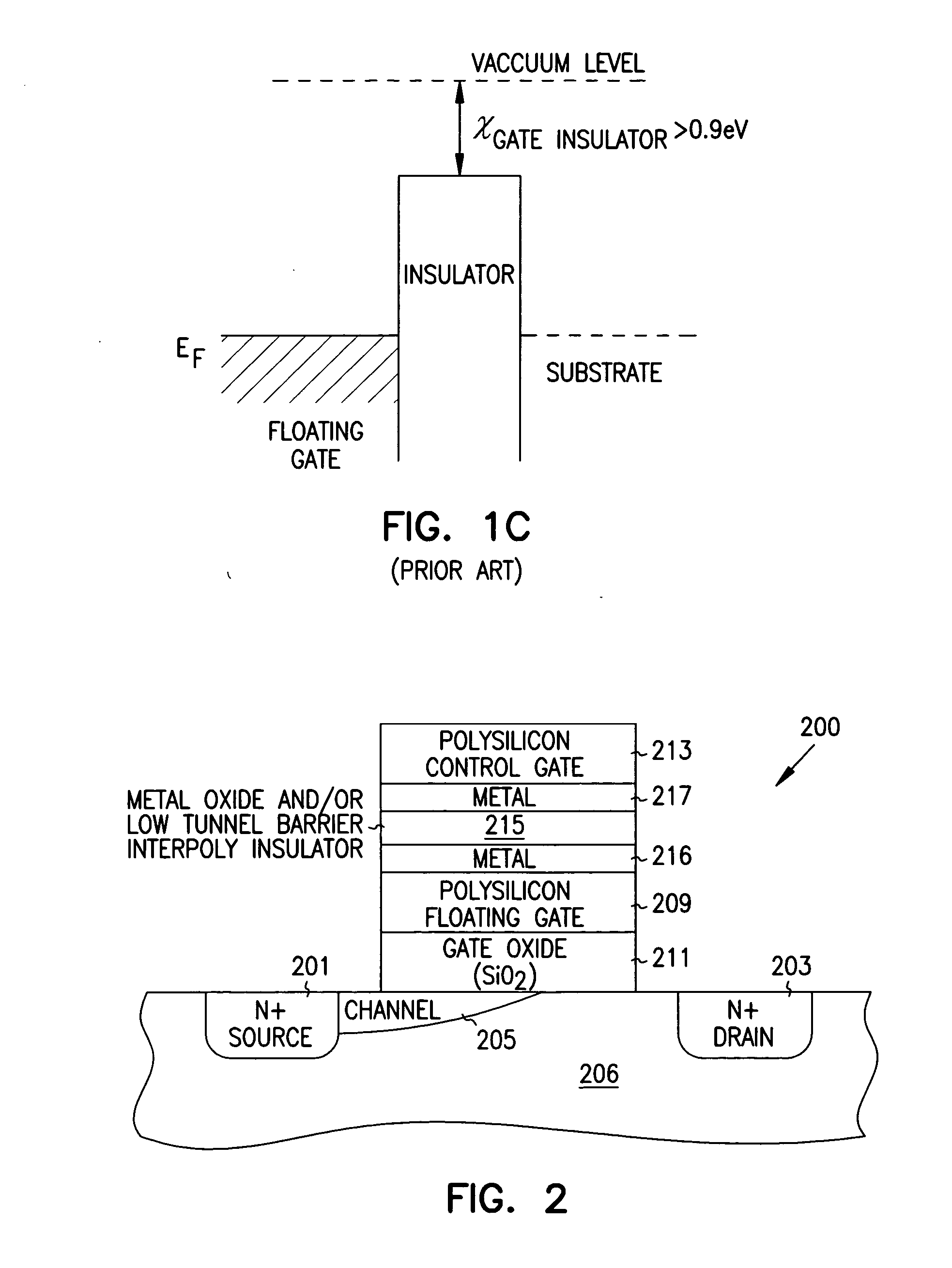 Flash memory with low tunnel barrier interpoly insulators