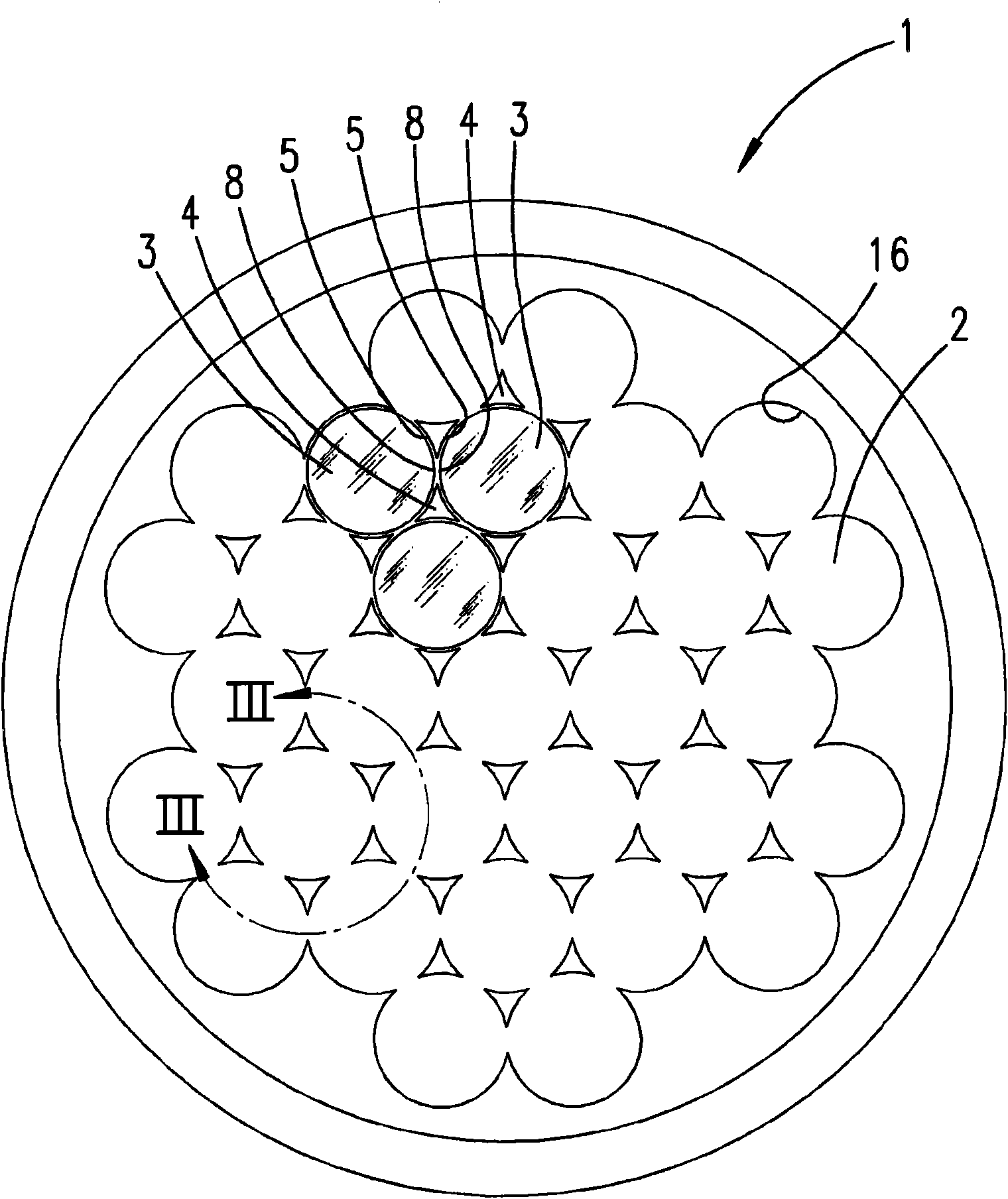 Device for coating a plurality of closest-packed substrates arranged on a susceptor