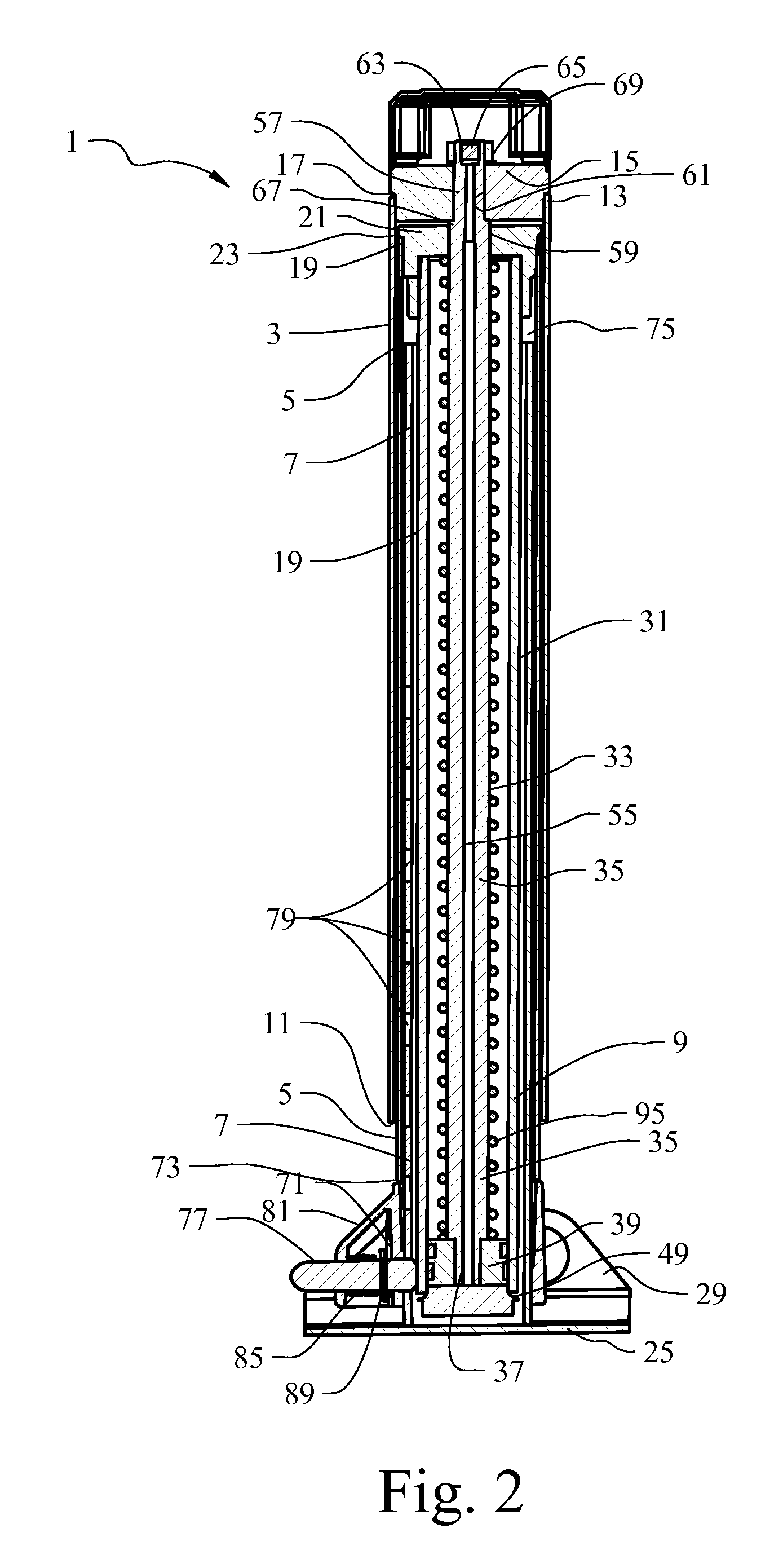 Self-retracting hydraulic jack assembly