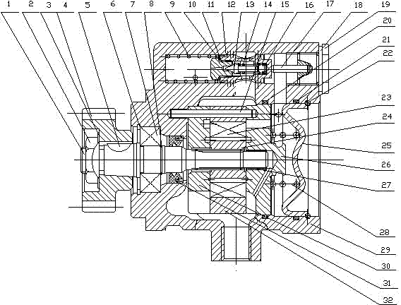 Integral internal-discharge-type power steering pump