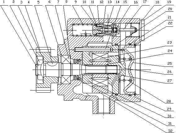 Integral internal-discharge-type power steering pump