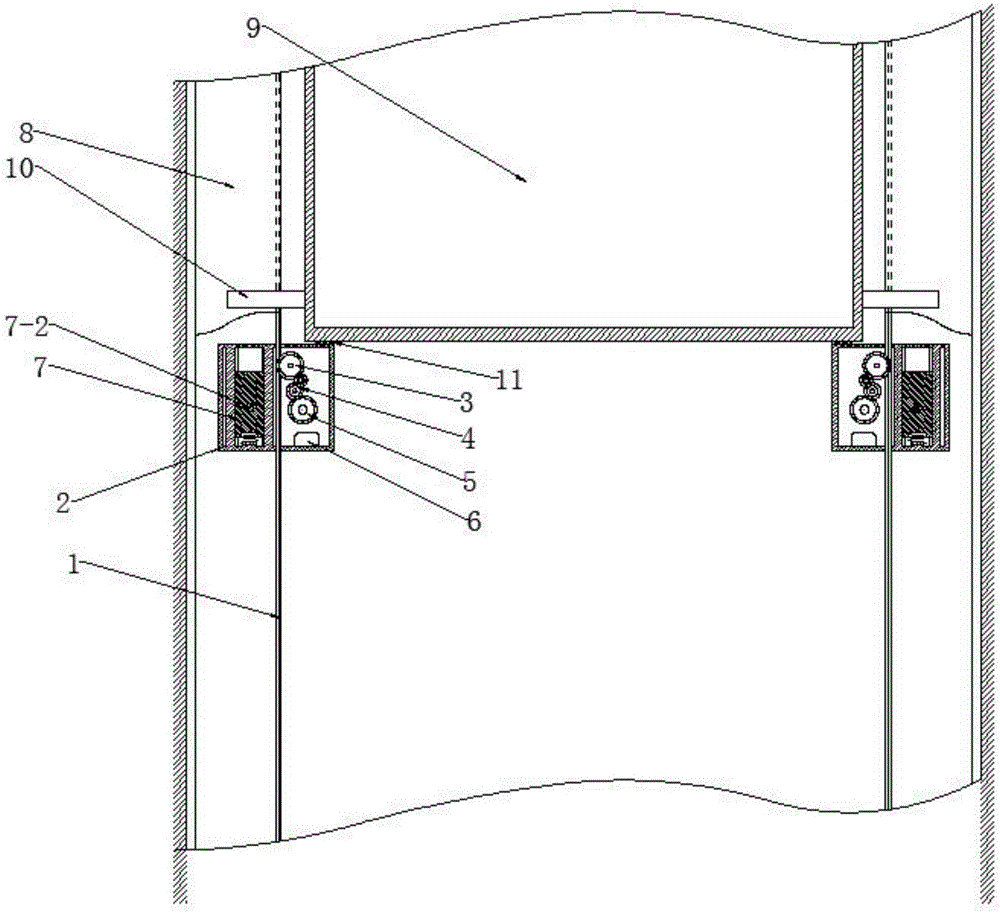 Elevator car system and elevator car falling automatic detecting and braking device thereof