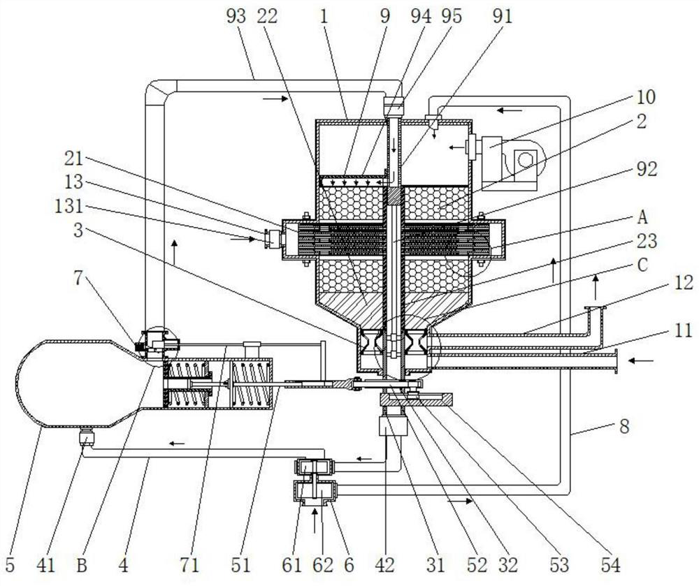 Chemical tail gas treatment device with recovery function