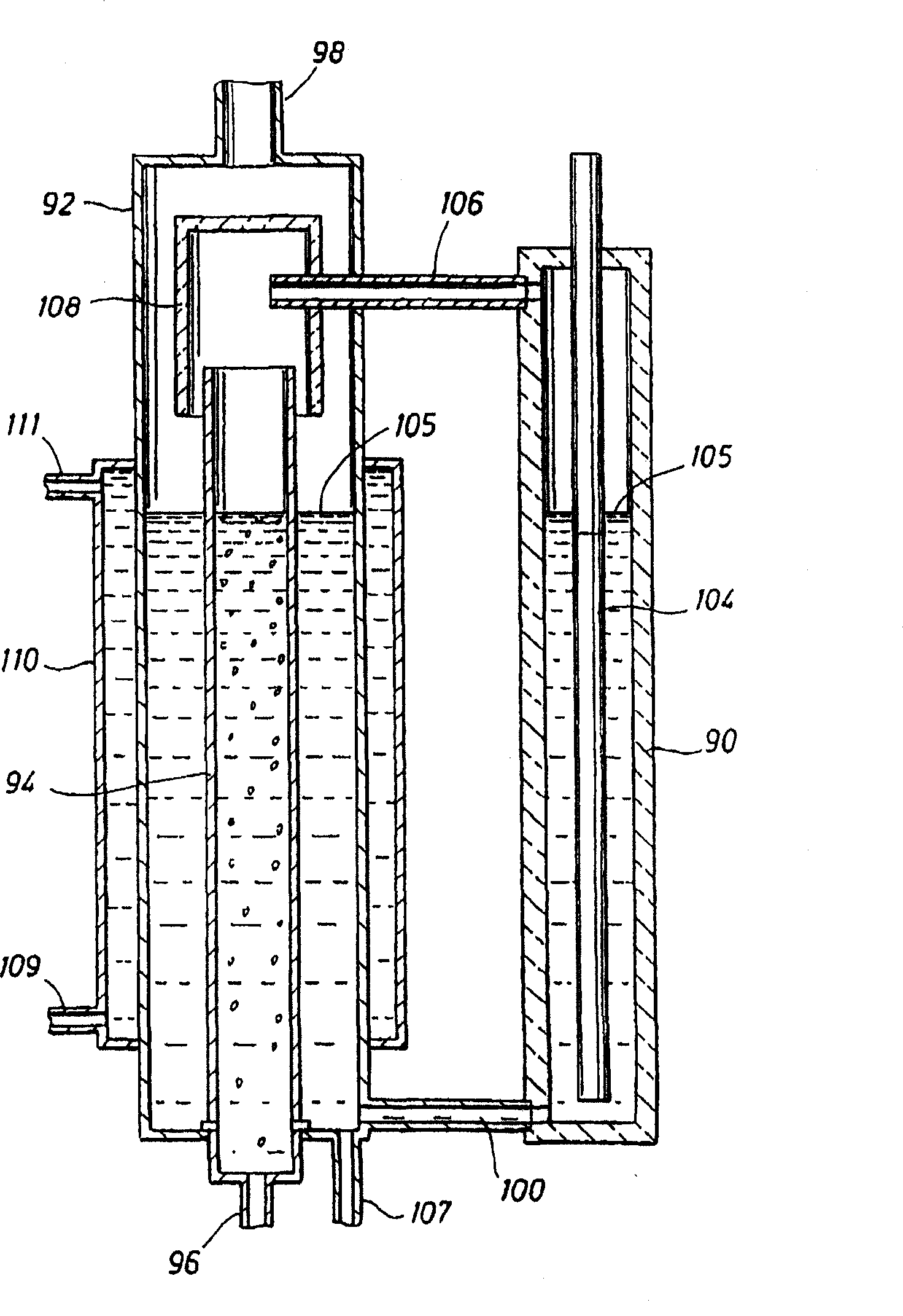 Dew-point humidifier and temperature control for corresponding gas