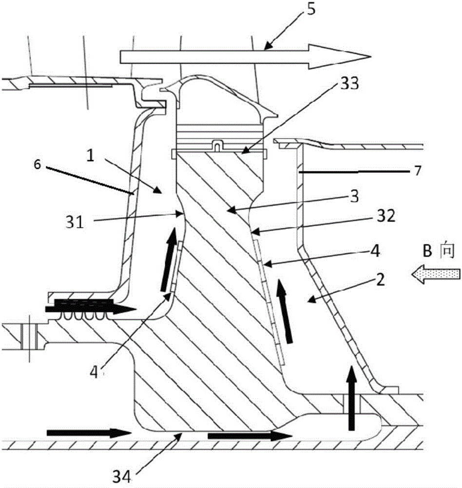 Cooling structure for high-temperature rotating wheel disc