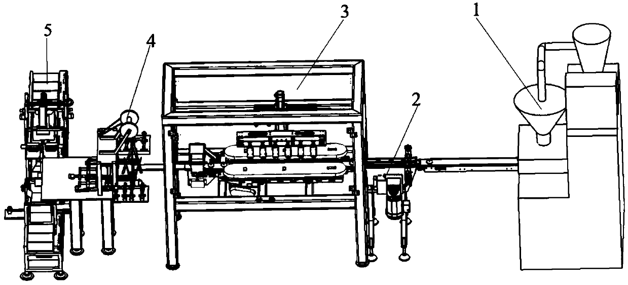 Mechanical control type processing, bagging and packaging integrated device