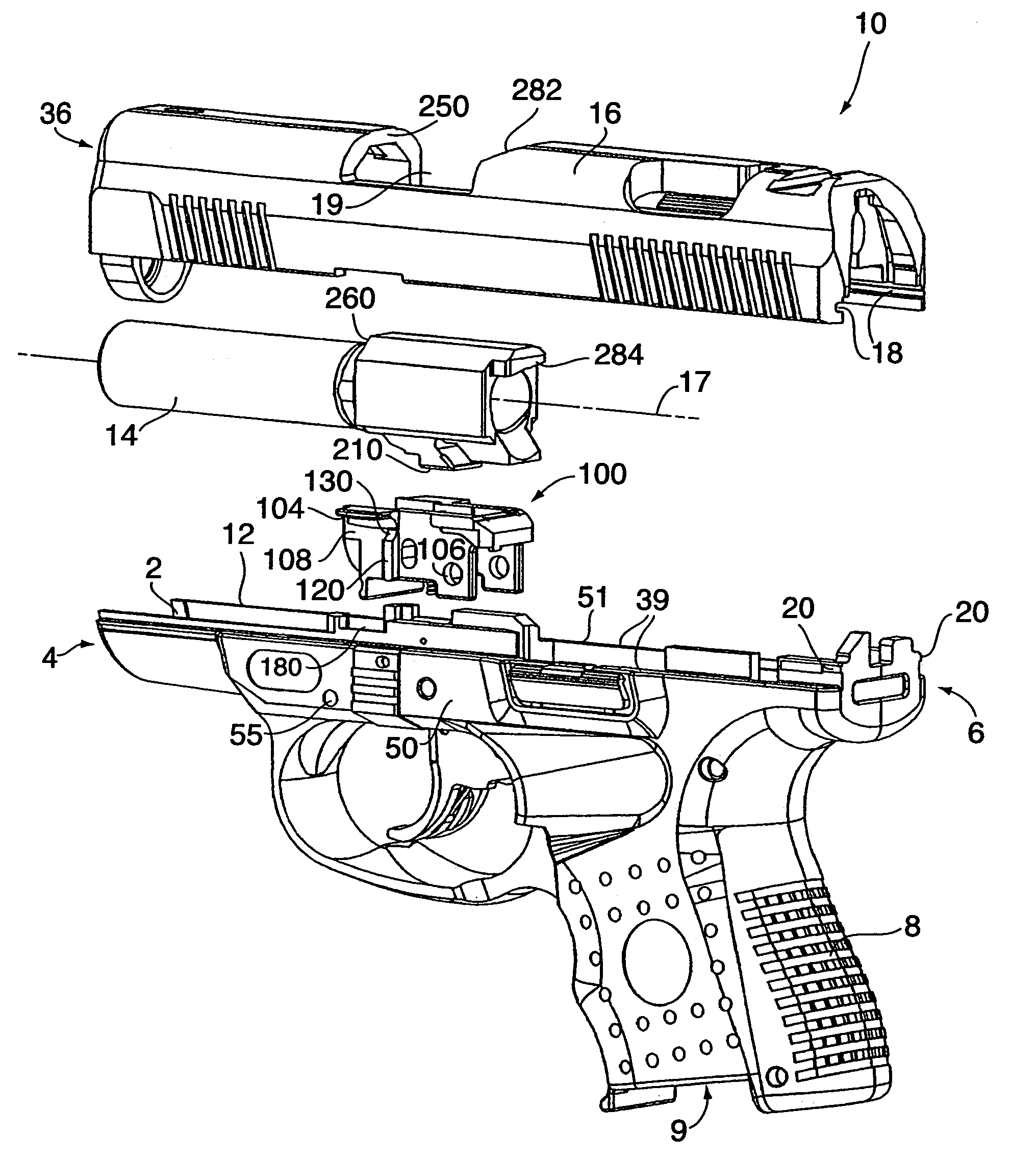 Locking block for compact semi-automatic pistols