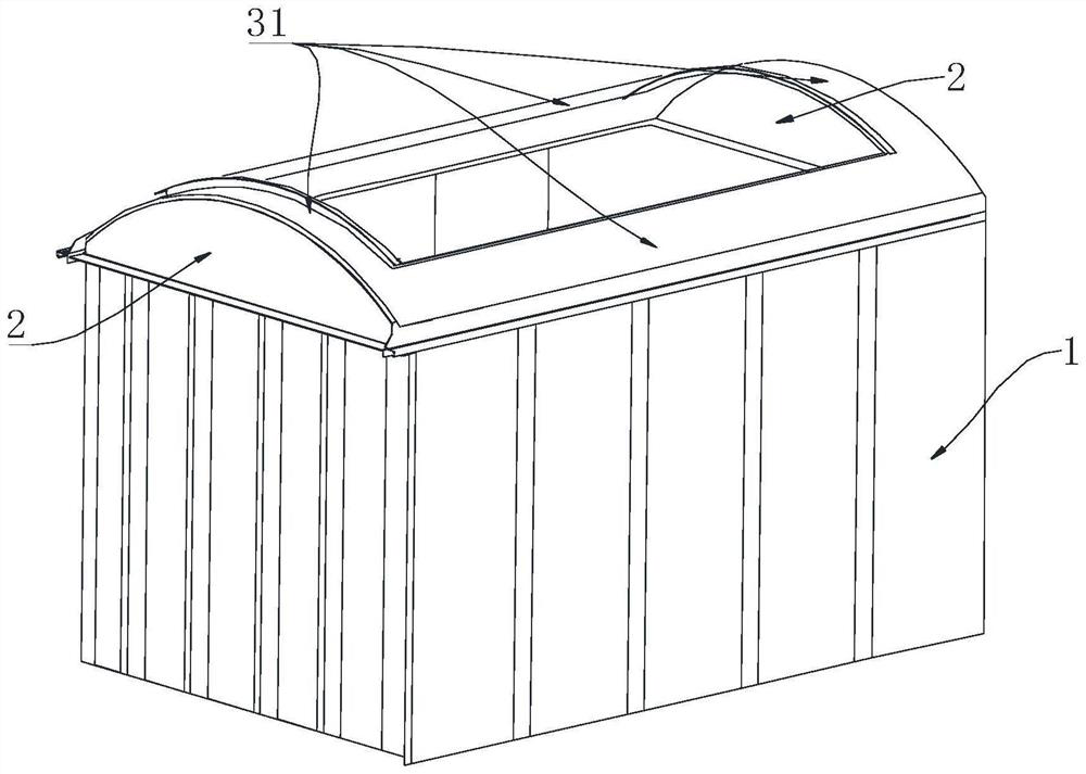 Railway freight shed car roof system