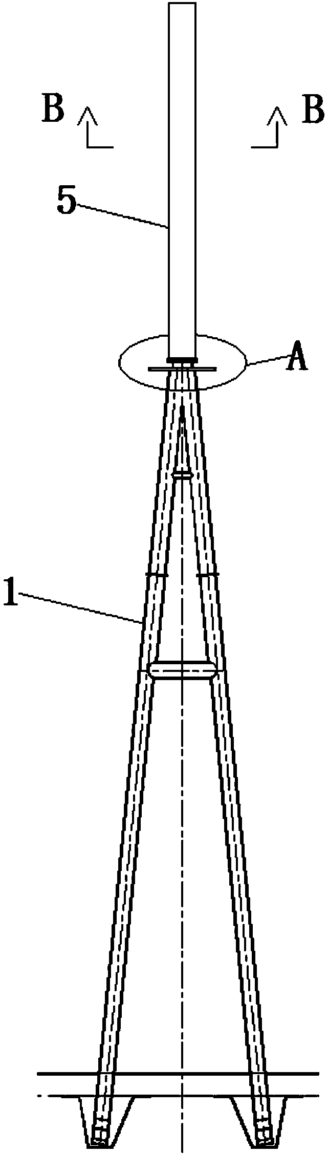 Herringbone column power transformation frame steel tube lightning rod capable of alleviating wind-induced vibration