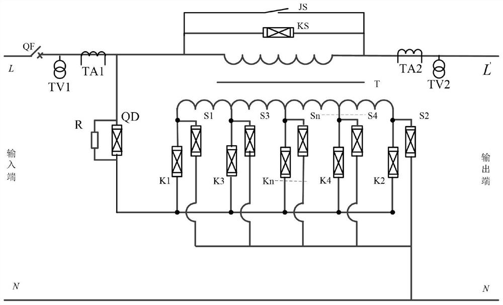 Compensation power ride-through type voltage transient generation device based on autotransformer