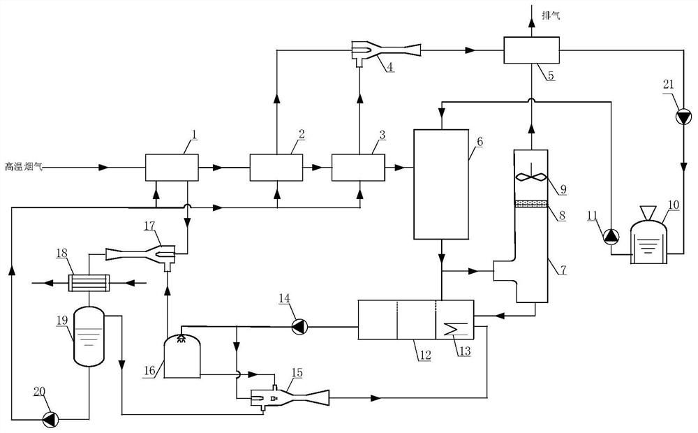 Marine diesel engine waste gas washing water treatment device utilizing ship waste heat