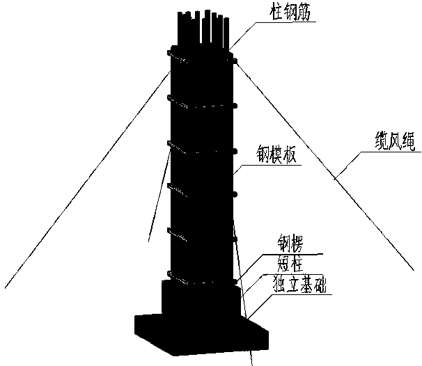 Prefabricated concrete column in-situ cast-in-place construction method