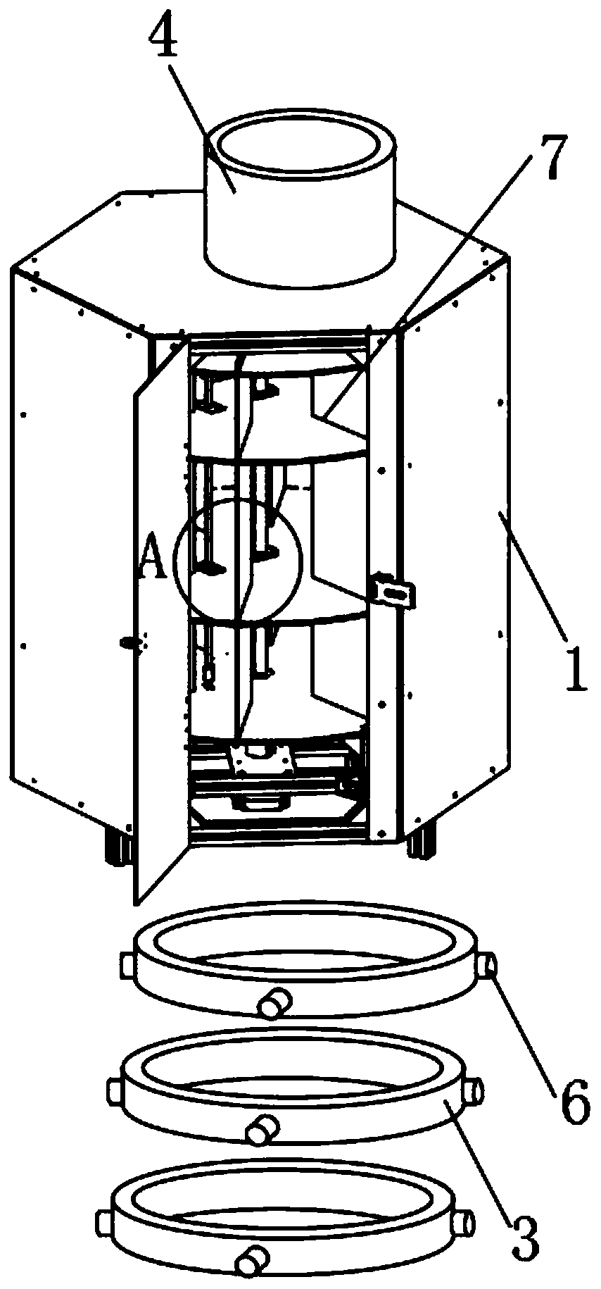 Adjusting device of internal filtering structure of decorative material granulator and using method thereof