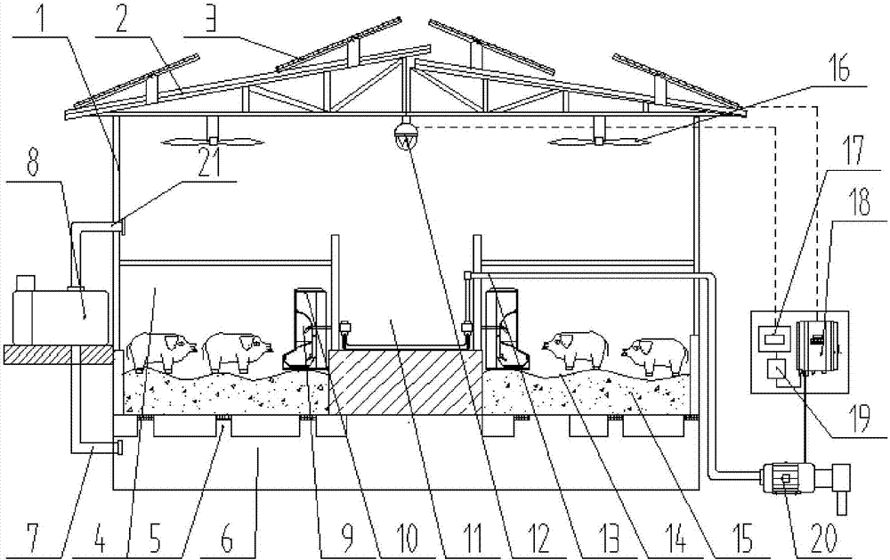 Energy-saving type breeding hog house