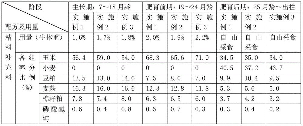 Daily ration for feeding beef cattle producing snowflake beef and concentrate supplement formula