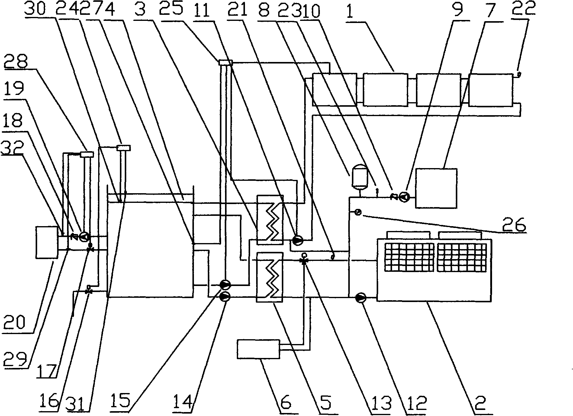 Hot water air conditioner system of solar air source heat pump