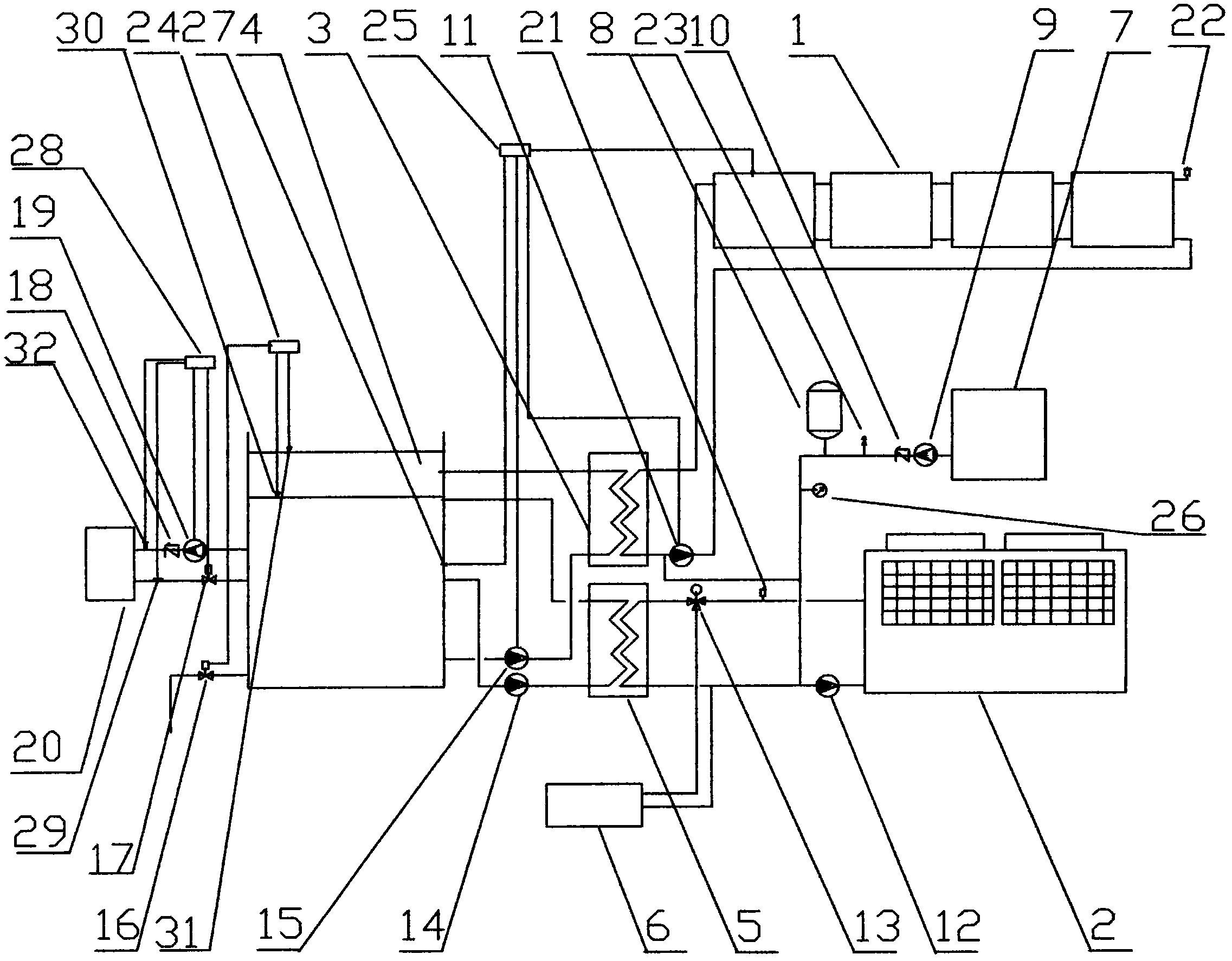 Hot water air conditioner system of solar air source heat pump