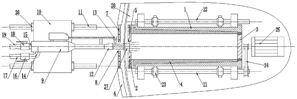 Drying device for centrifugal casting coating layer of cylinder jacket