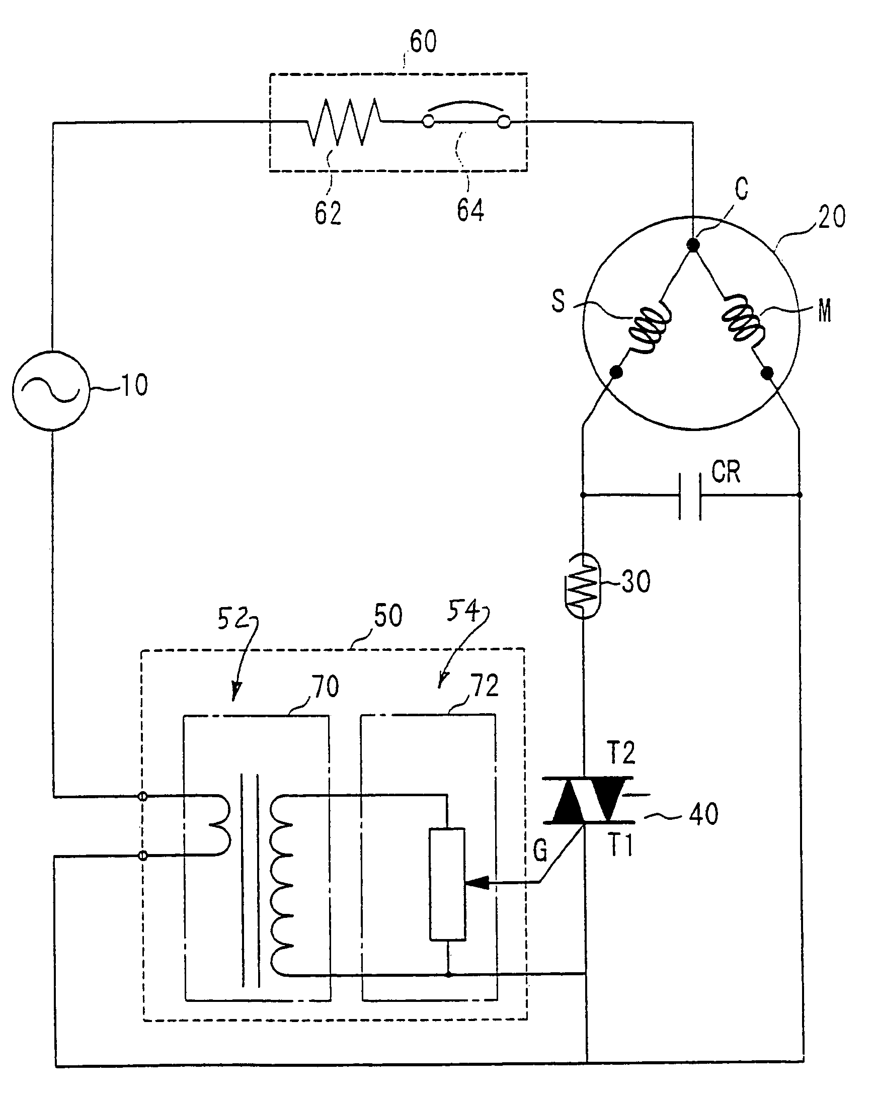 Motor starter device having reduced power consumption