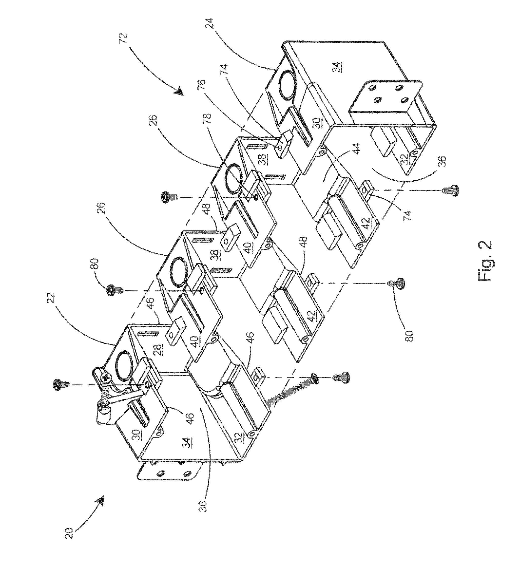 Gangable modular electrical box assembly with interlocking modules