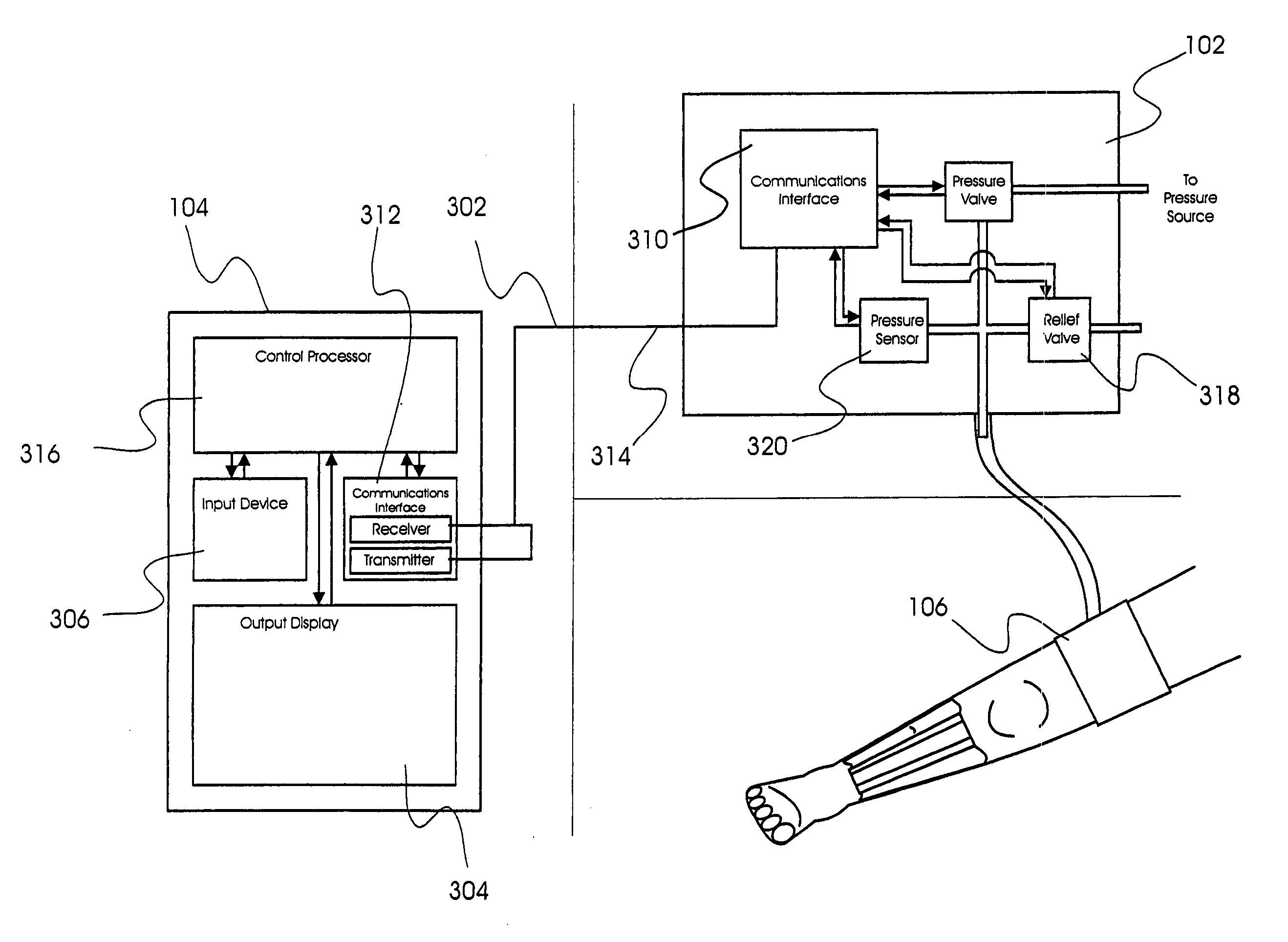 System and method for controlling pressure in a surgical tourniquet using a remote unit