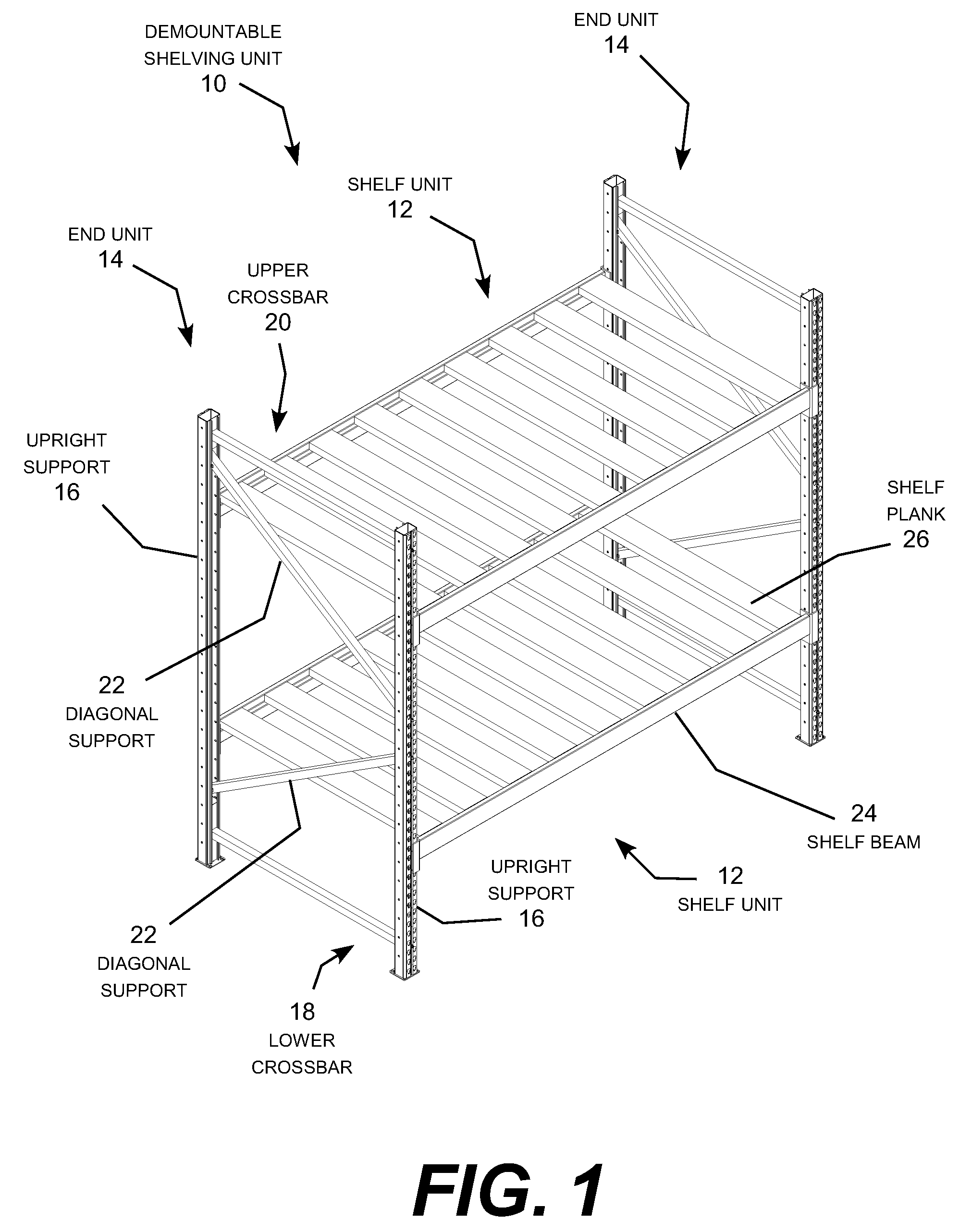 Demountable shelving unit