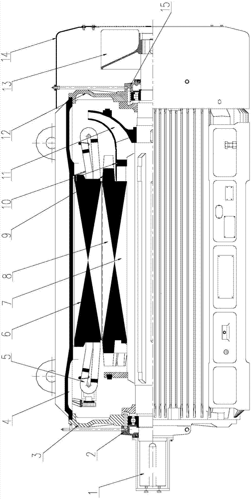 Large-power-density compact-type motor for mining blower fan