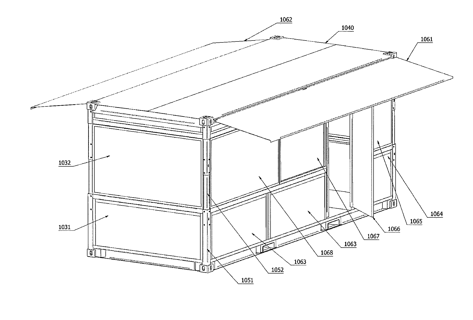 Height adjustable shipping container